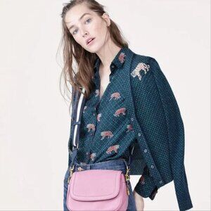 J. Crew Teal Cardigan with Pink Accents